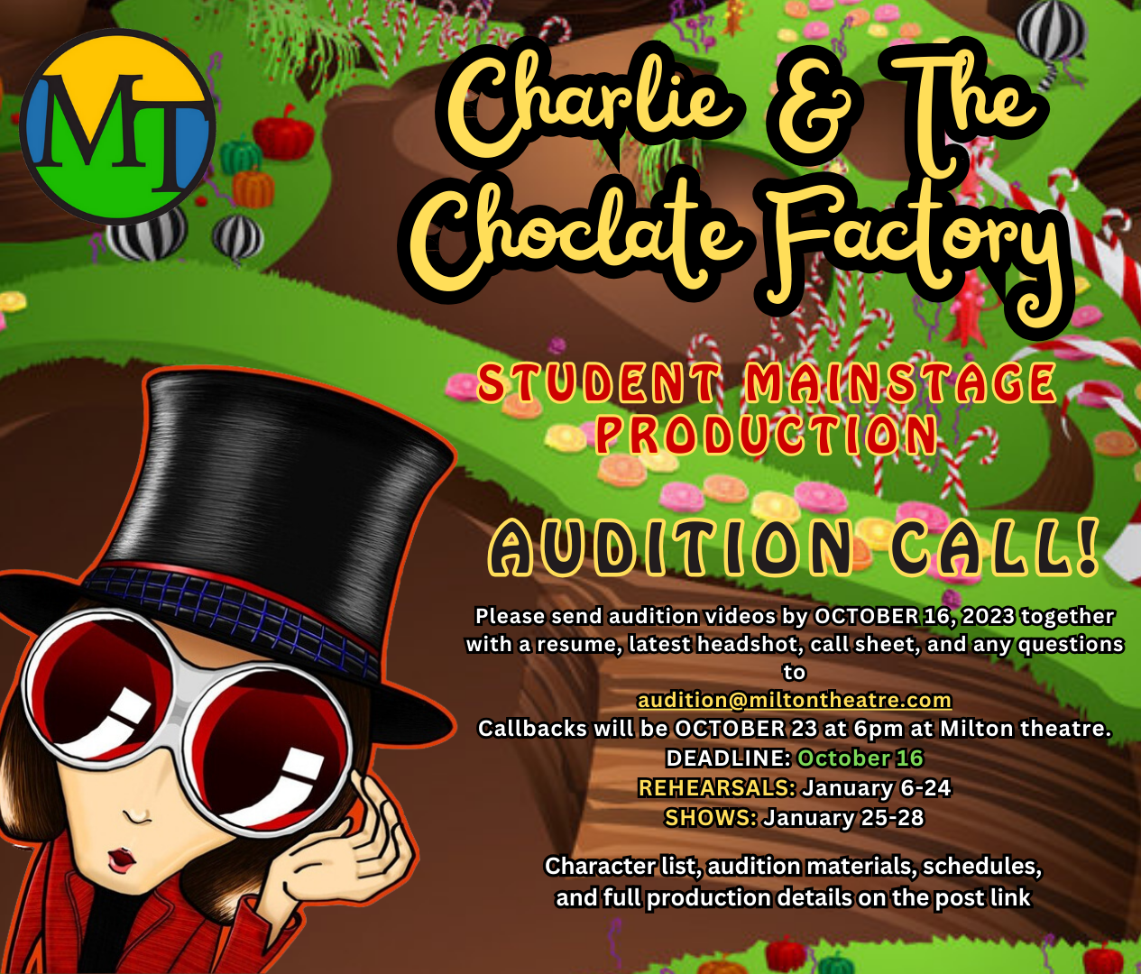 AUDITION CALL CHARLIE & THE CHOCOLATE FACTORY The Milton Theatre